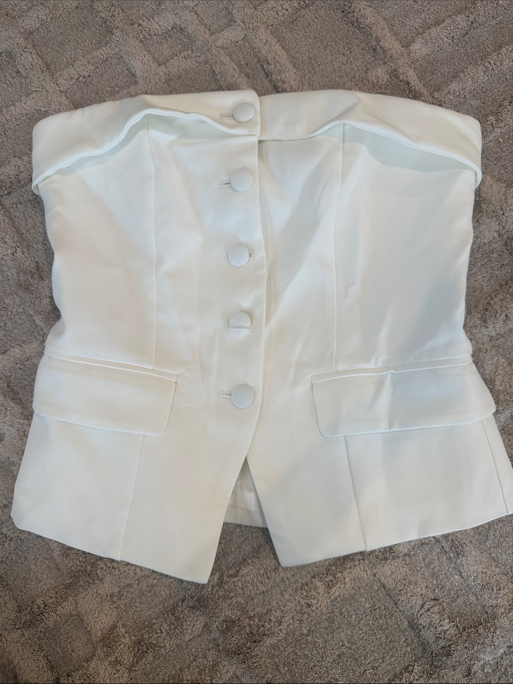 Princess Polly White Strapless Button-Front Crop Top